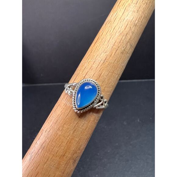 Blue chalcedony sterling silver ring size 7 - Picture 14 of 16